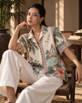 Coconut Riviera women's printed casual shirt with tropical Indian resort design by ZERO CODE