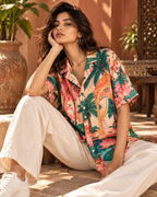 Lotus women's printed casual shirt with Madhubani folk-art design by ZERO CODE - view 4