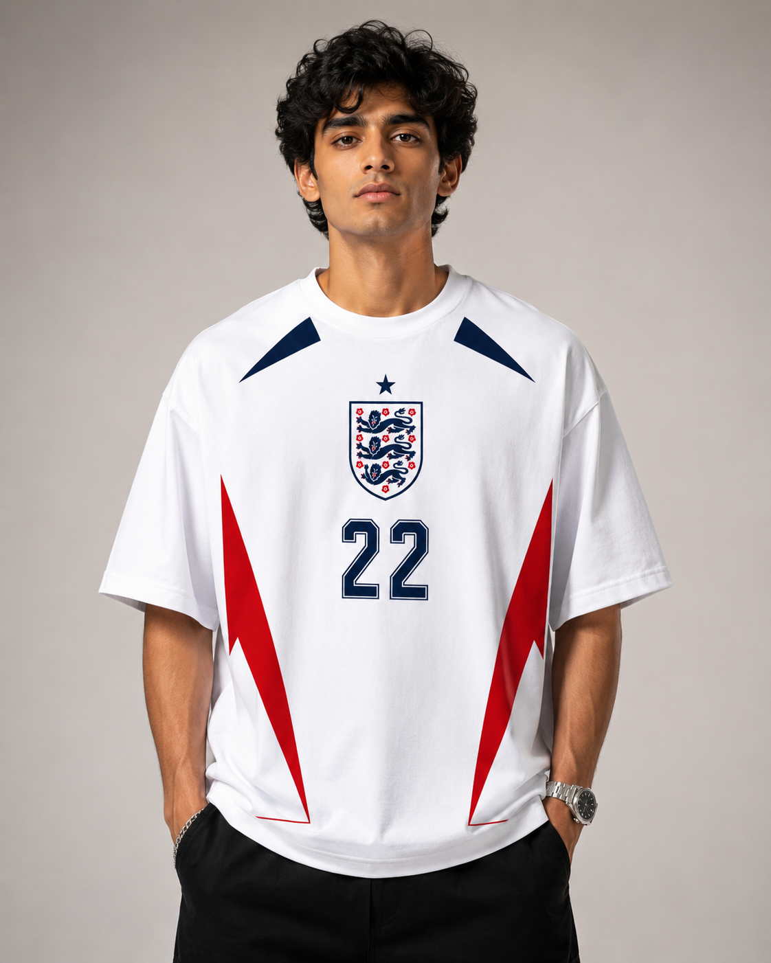 England No. 22 Oversized Football T-Shirt – White Edition