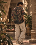 Serpent Garden men's oversized t-shirt with tropical Indian resort design by ZERO CODE - view 4